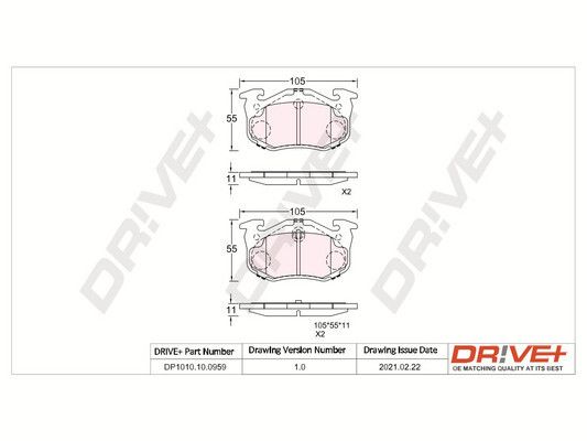 Brake Pad Set, disc brake Dr!ve+ DP1010.10.0959