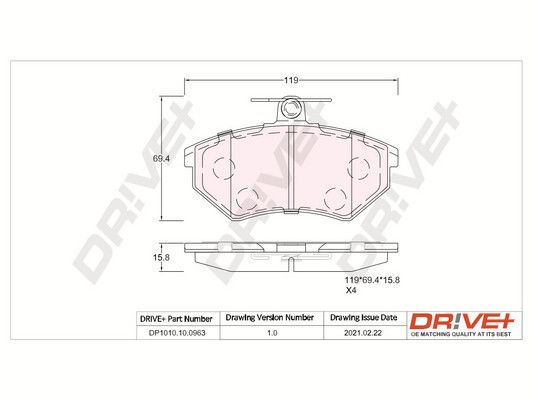 Brake Pad Set, disc brake Dr!ve+ DP1010.10.0963