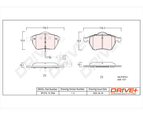 Brake Pad Set, disc brake Dr!ve+ DP1010.10.0966