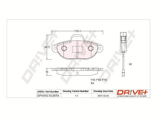 Brake Pad Set, disc brake Dr!ve+ DP1010.10.0974