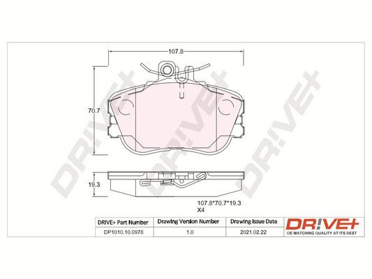 Brake Pad Set, disc brake Dr!ve+ DP1010.10.0978