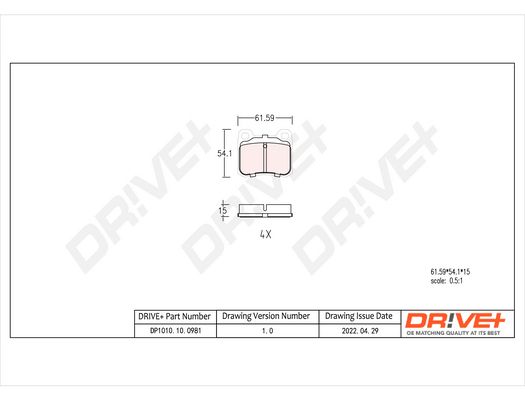 Brake Pad Set, disc brake Dr!ve+ DP1010.10.0981