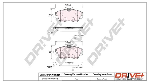 Brake Pad Set, disc brake Dr!ve+ DP1010.10.0982