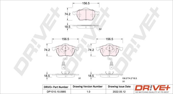 Brake Pad Set, disc brake Dr!ve+ DP1010.10.0985