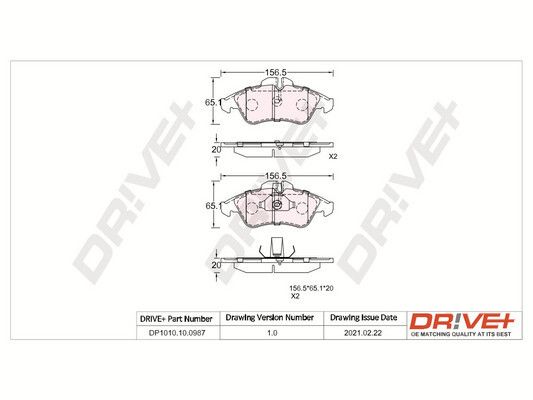 Brake Pad Set, disc brake Dr!ve+ DP1010.10.0987