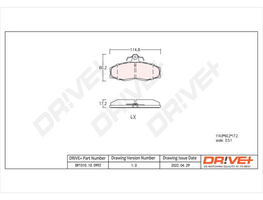 Brake Pad Set, disc brake Dr!ve+ DP1010.10.0992