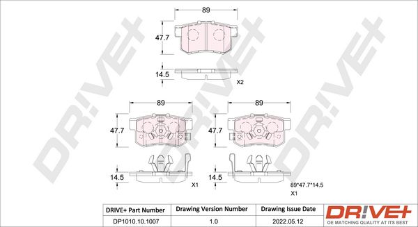 Brake Pad Set, disc brake Dr!ve+ DP1010.10.1007