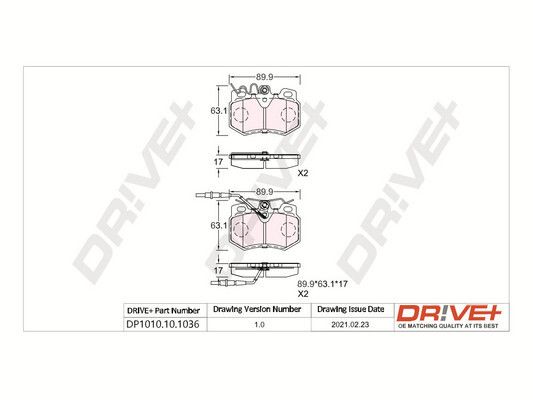 Комплект гальмівних накладок, дискове гальмо Dr!ve+ DP1010.10.1036