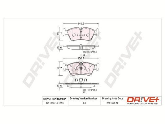 Brake Pad Set, disc brake Dr!ve+ DP1010.10.1039