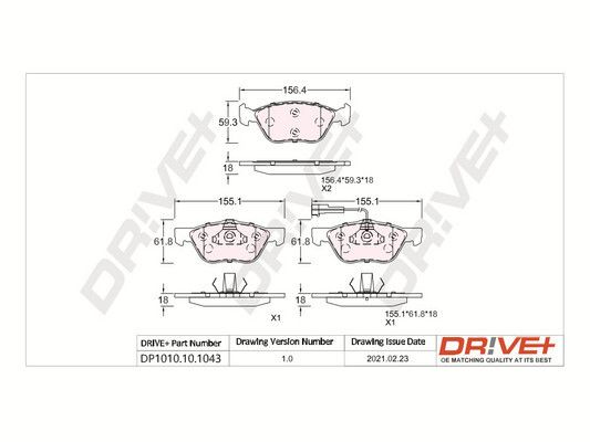 Brake Pad Set, disc brake Dr!ve+ DP1010.10.1043