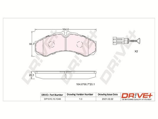Brake Pad Set, disc brake Dr!ve+ DP1010.10.1046