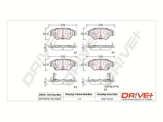 Brake Pad Set, disc brake Dr!ve+ DP1010.10.1047