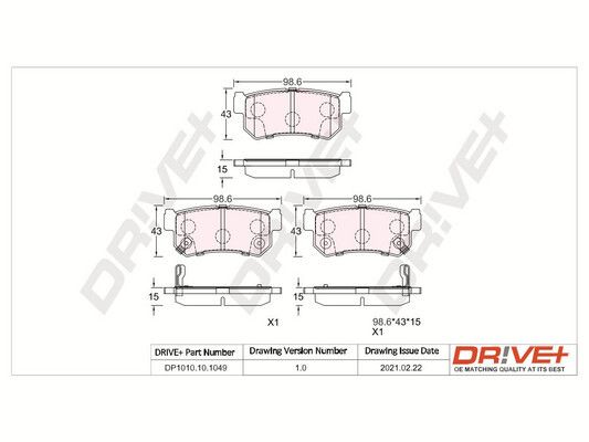 Brake Pad Set, disc brake Dr!ve+ DP1010.10.1049