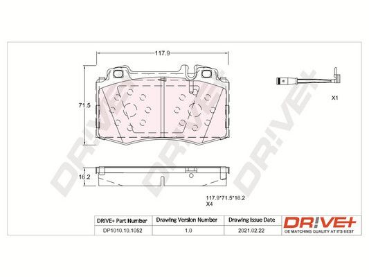 Brake Pad Set, disc brake Dr!ve+ DP1010.10.1052