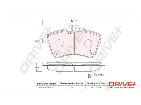 Brake Pad Set, disc brake Dr!ve+ DP1010.10.1061