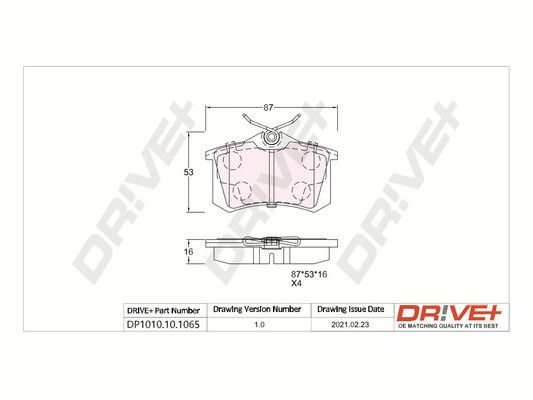 Brake Pad Set, disc brake Dr!ve+ DP1010.10.1065
