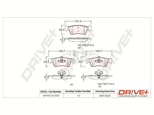 Brake Pad Set, disc brake Dr!ve+ DP1010.10.1067