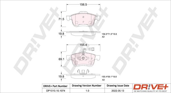 Brake Pad Set, disc brake Dr!ve+ DP1010.10.1074