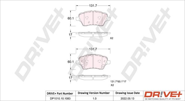 Brake Pad Set, disc brake Dr!ve+ DP1010.10.1083