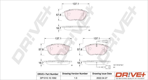 Brake Pad Set, disc brake Dr!ve+ DP1010.10.1092