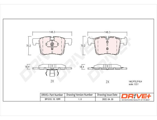 Brake Pad Set, disc brake Dr!ve+ DP1010.10.1099