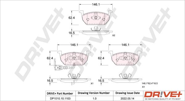 Brake Pad Set, disc brake Dr!ve+ DP1010.10.1103