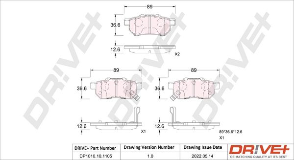 Brake Pad Set, disc brake Dr!ve+ DP1010.10.1105