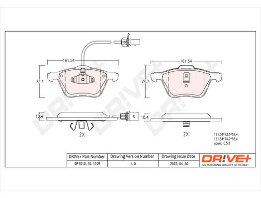 Brake Pad Set, disc brake Dr!ve+ DP1010.10.1109