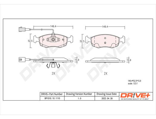 Brake Pad Set, disc brake Dr!ve+ DP1010.10.1110