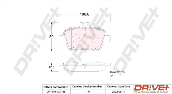 Brake Pad Set, disc brake Dr!ve+ DP1010.10.1115