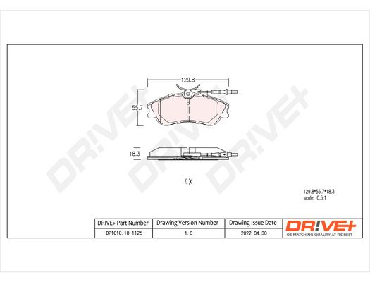 Brake Pad Set, disc brake Dr!ve+ DP1010.10.1126
