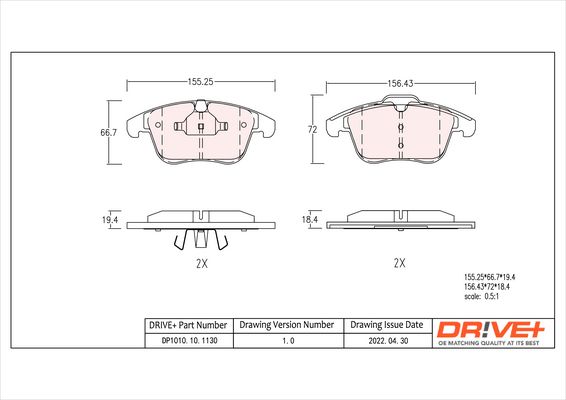 Brake Pad Set, disc brake Dr!ve+ DP1010.10.1130