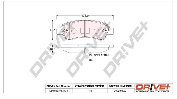 Brake Pad Set, disc brake Dr!ve+ DP1010.10.1131