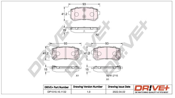 Brake Pad Set, disc brake Dr!ve+ DP1010.10.1132