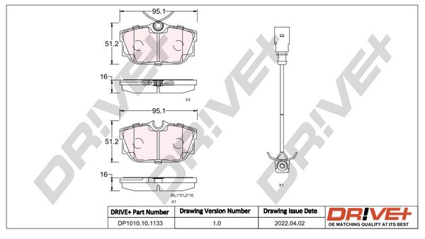 Brake Pad Set, disc brake Dr!ve+ DP1010.10.1133