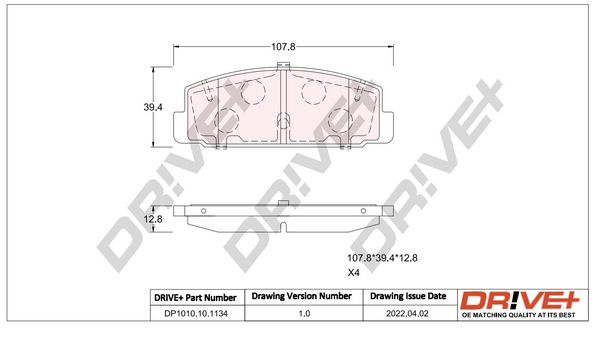 Brake Pad Set, disc brake Dr!ve+ DP1010.10.1134