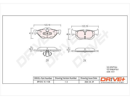 Brake Pad Set, disc brake Dr!ve+ DP1010.10.1138