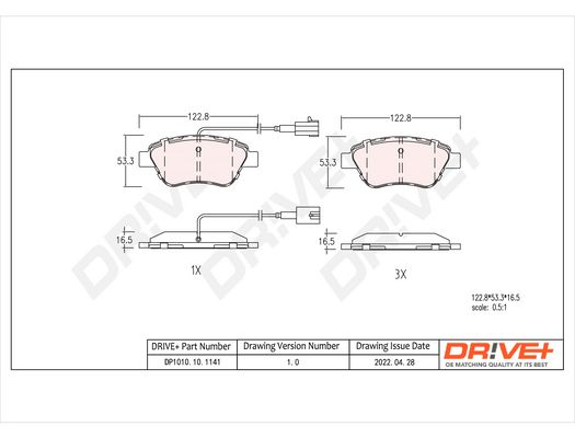 Brake Pad Set, disc brake Dr!ve+ DP1010.10.1141