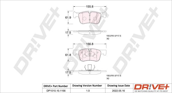 Brake Pad Set, disc brake Dr!ve+ DP1010.10.1156