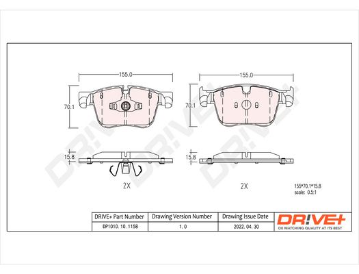 Brake Pad Set, disc brake Dr!ve+ DP1010.10.1158