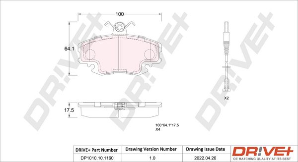 Brake Pad Set, disc brake Dr!ve+ DP1010.10.1160