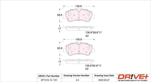 Brake Pad Set, disc brake Dr!ve+ DP1010.10.1161