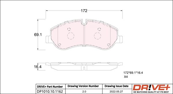 Brake Pad Set, disc brake Dr!ve+ DP1010.10.1162