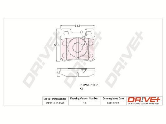 Комплект гальмівних накладок, дискове гальмо Dr!ve+ DP1010.10.1163