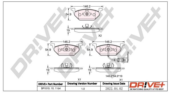 Brake Pad Set, disc brake Dr!ve+ DP1010.10.1164