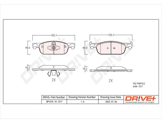 Brake Pad Set, disc brake Dr!ve+ DP1010.10.1217