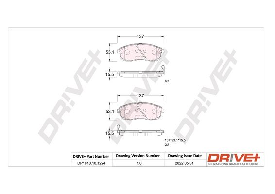 Brake Pad Set, disc brake Dr!ve+ DP1010.10.1224