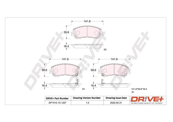 Brake Pad Set, disc brake Dr!ve+ DP1010.10.1227