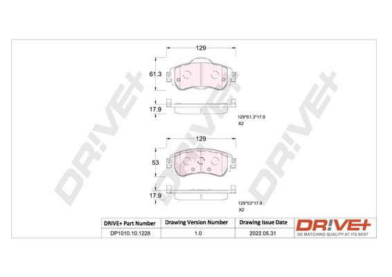 Brake Pad Set, disc brake Dr!ve+ DP1010.10.1228