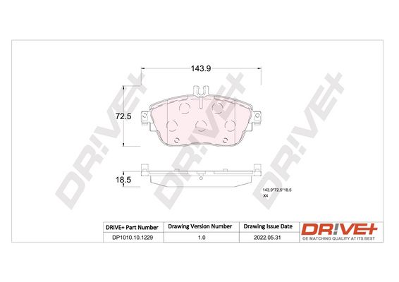 Brake Pad Set, disc brake Dr!ve+ DP1010.10.1229